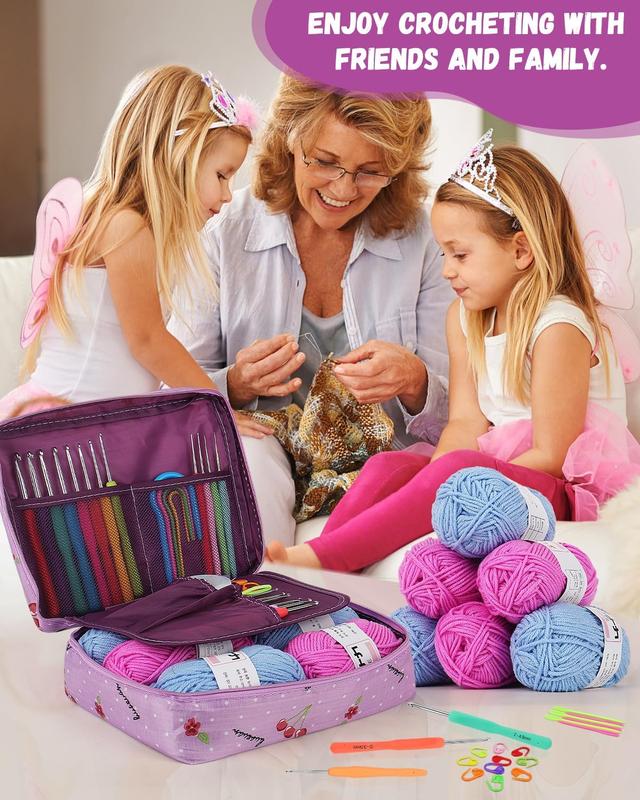 Crochet Kit for Beginners, 50 count Crochet Starter Kit with Small  Crochet Hooks, Crochet Storage Bag, Crochet  Yarn, Crochet Supplies - Learn to Crochet Complete Crochet Kit