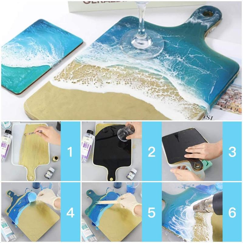 Resin Silicone Tray Molds, Casting Mold for Epoxy Resin, DIY Resin Large Serving Rectangle Cutting Board Handle for Home Decoration-Crafting Agate Geode Tray