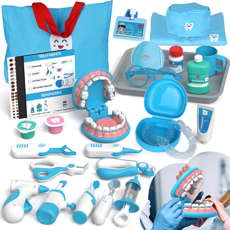 Lehoo Castle Doctor Kit for Kids, 31Pcs Dentist Playset, Pretend Doctor Kit, Super Smile Dentist Kit w  Teeth And Dental Accessories Toy, Pretend Play Toy, Education Toy for Kids, Birthday Gift for Boys Girls