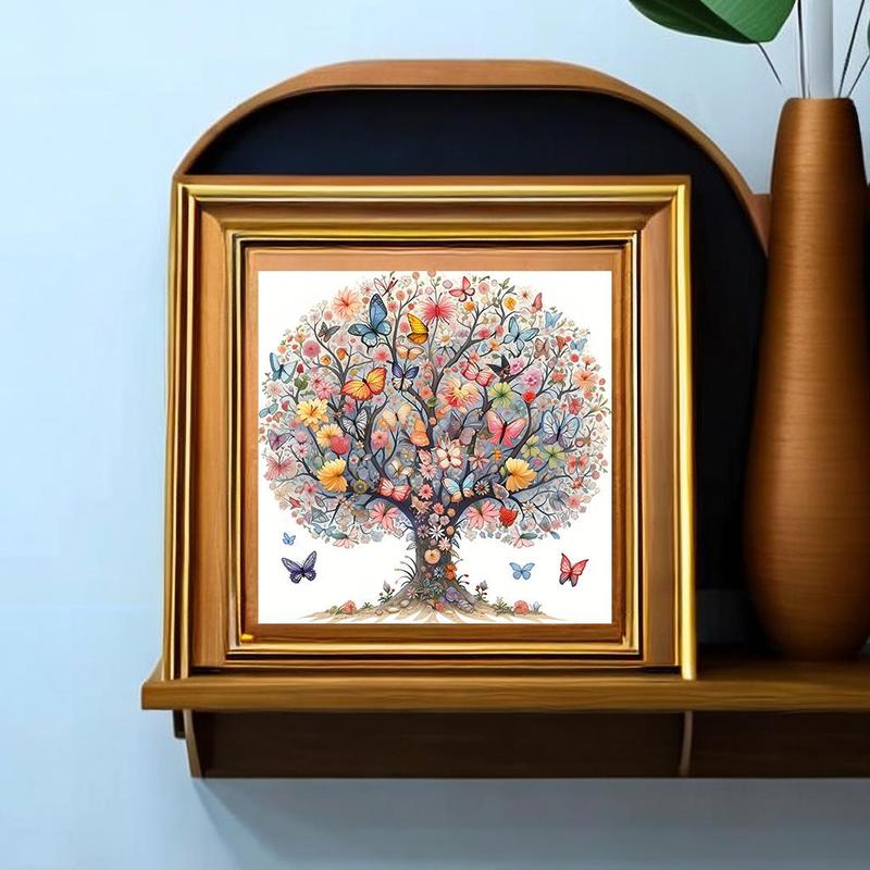 Butterfly Tree 5D Diamond Arts DIY Painting Kit without Frame, Flower & Butterfly Pattern Diamond Arts DIY Painting Kit No Frame, Handmade Art Crafts for Home Decor