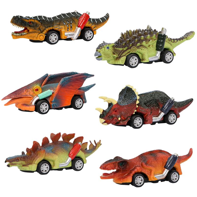 Dinosaur Toy Pull Back Cars, 6 Pack Dinosaur Car Toys Dinosaur Games with T-Rex Gift for 3-5 Year Old Boys and Toddlers