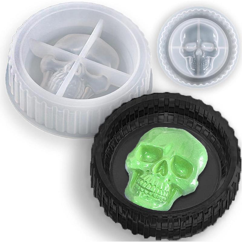 Resin Mold, Silicone Ashtray Mold Halloween Skull DIY Craft Gift Epoxy Resin Casting Molds Keletons Jewelry Storage Mould for Party, Home Decoration