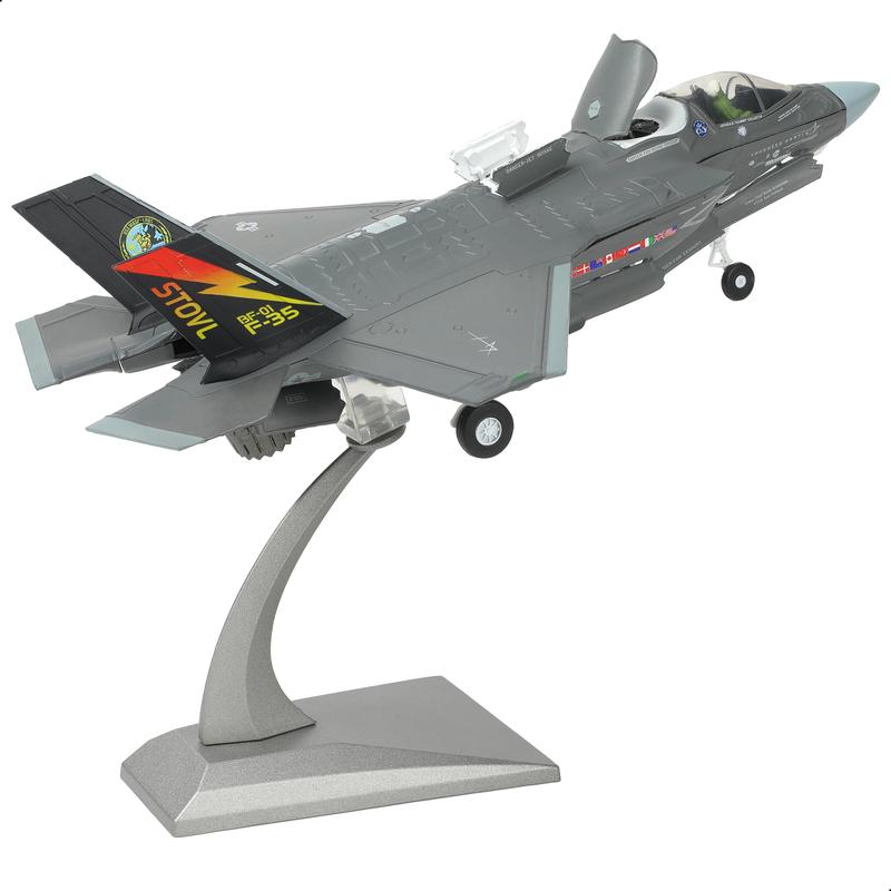 F-35 Lightning II Fighter Model Kit 1:72 Scale Die-cast Aircraft Model with Bracket, Gift for Military Pilots (F-35B Marine Corps) model airplane plane model