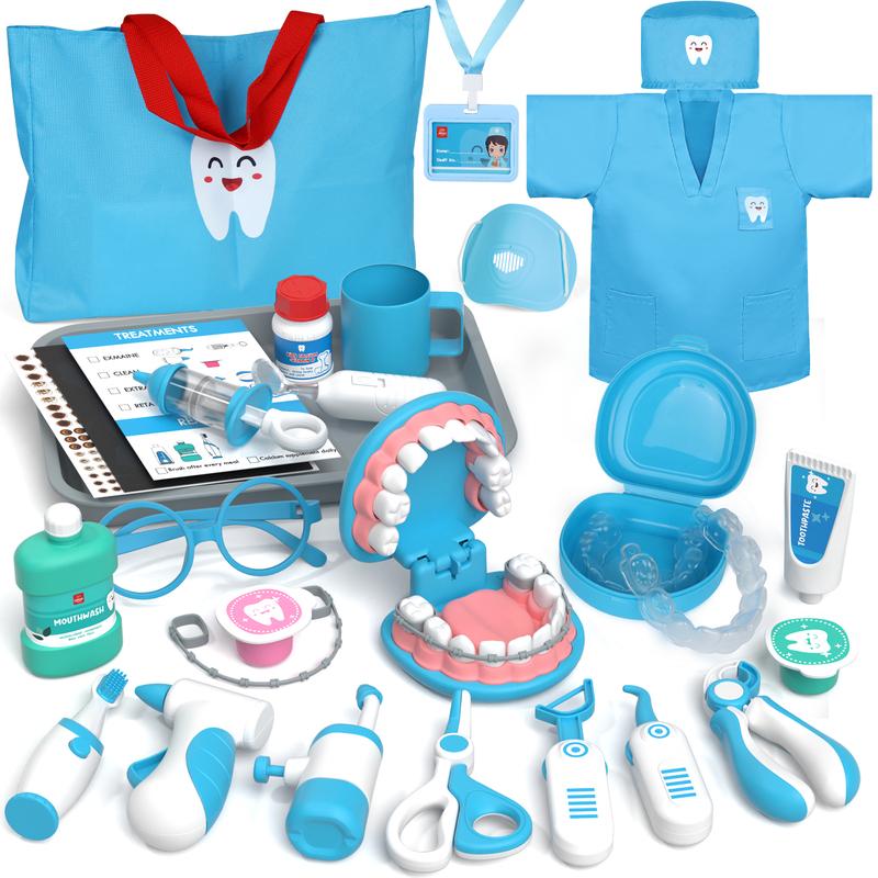 Lehoo Castle Doctor Kit for Kids, 31Pcs Dentist Playset, Pretend Doctor Kit, Super Smile Dentist Kit w  Teeth And Dental Accessories Toy, Pretend Play Toy, Education Toy for Kids, Birthday Gift for Boys Girls