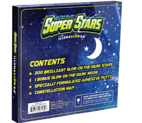 Stocking Stuffers for Kids - Glow in The Dark Stars for Ceiling - Includes Installation Putty, Bonus Moon and Star Constellation Guide, Only Glow Stars Powered by Illumaglow2.0