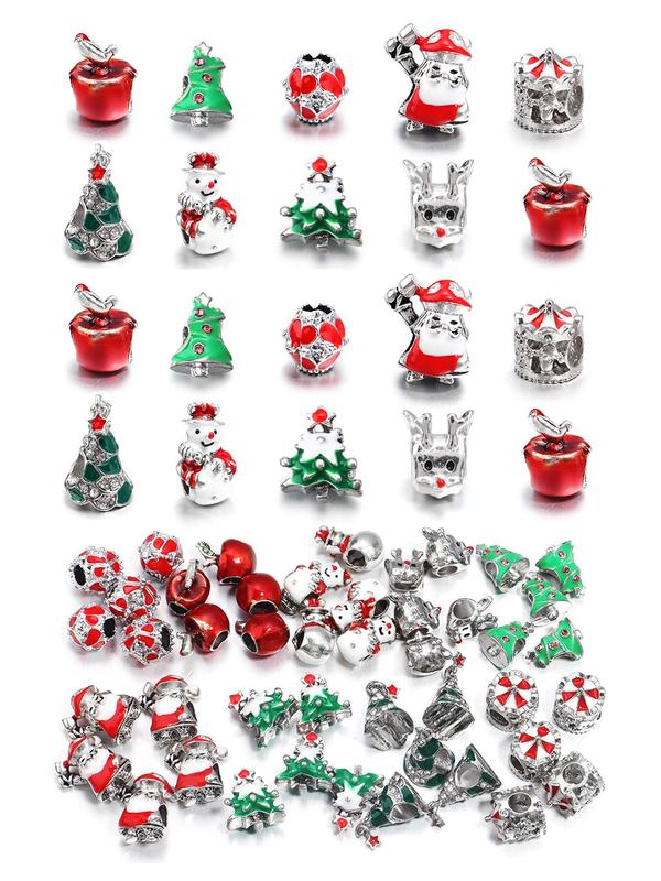 Christmas Themed Beads, Rhinestone Decor Beads for DIY Bracelet & Necklace, Fashion Accessories for Bracelet & Necklace Making