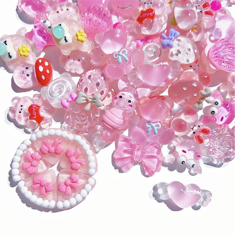 60pcs Cute Resin Charms Set - Bulk Mixed Slime Charms