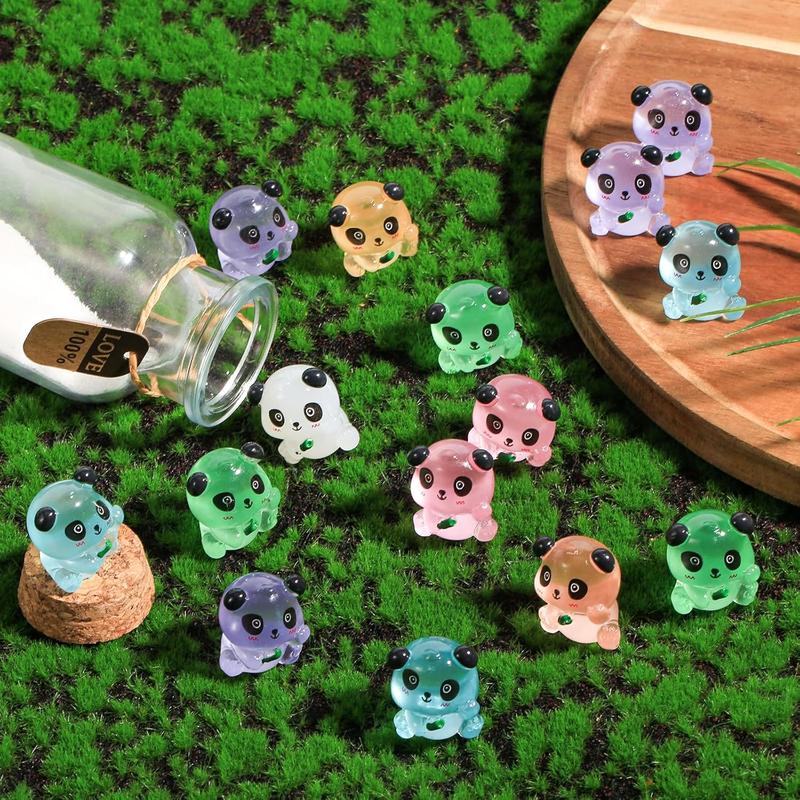 Cute Panda Design Resin Ornaments, 30pcs 50pcs Luminous Mini Panda Decoration, DIY Decorative Accessories for Home & Garden & Yard