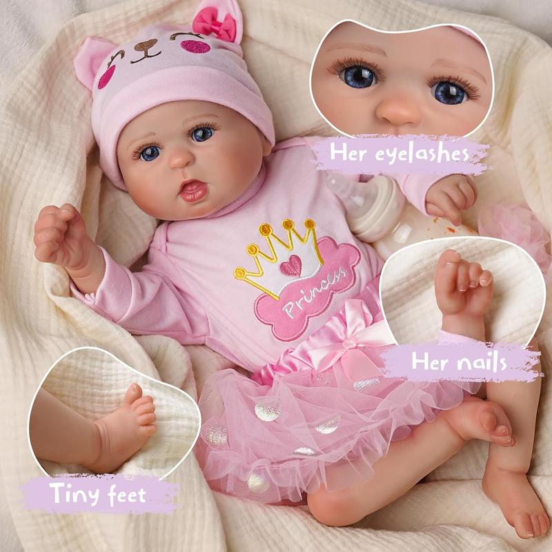 BABESIDE Lifelike Reborn Baby Dolls - 17-Inch Cute Realistic Newborn Baby Doll Soft Cloth Body Real Life Baby Dolls Girl with Gift Box for Kids Age 3+ & Collection