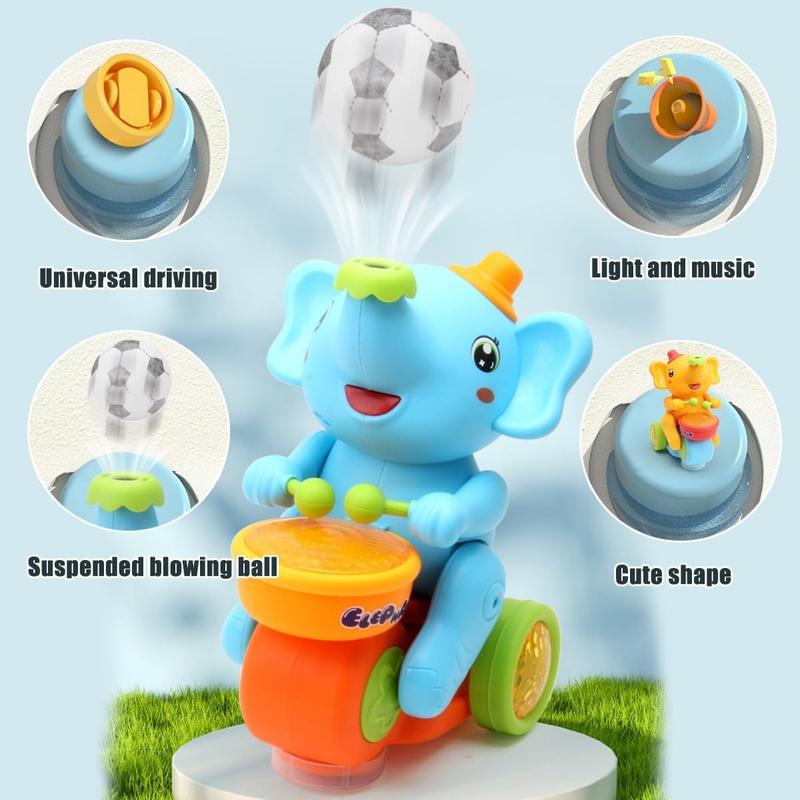 Elephant Toy Walking Elephant Baby Musical Toys with Drum & Floating Ball, Electric Car with LED Lights & Sounds, Learning Educational Moving Toys