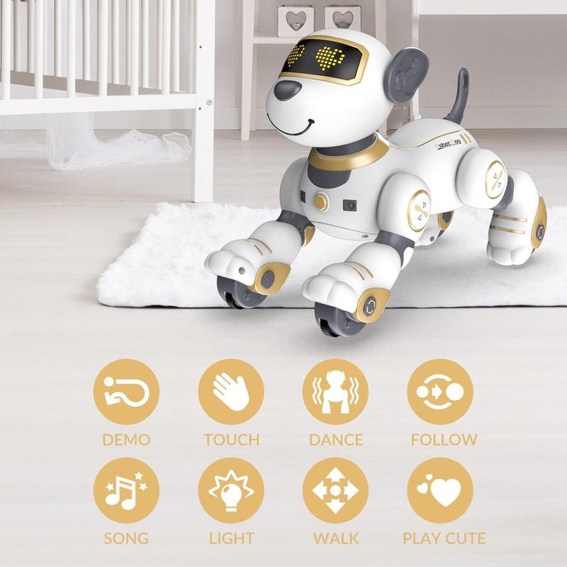 Programmable Remote Control Robot Cat Robot Dog for Kids, Interactive Robotic Dog Robotic Cat, Robo Dog Robo Cat, RC Robot with Touch Sensing, LED Eyes, Dance & Music