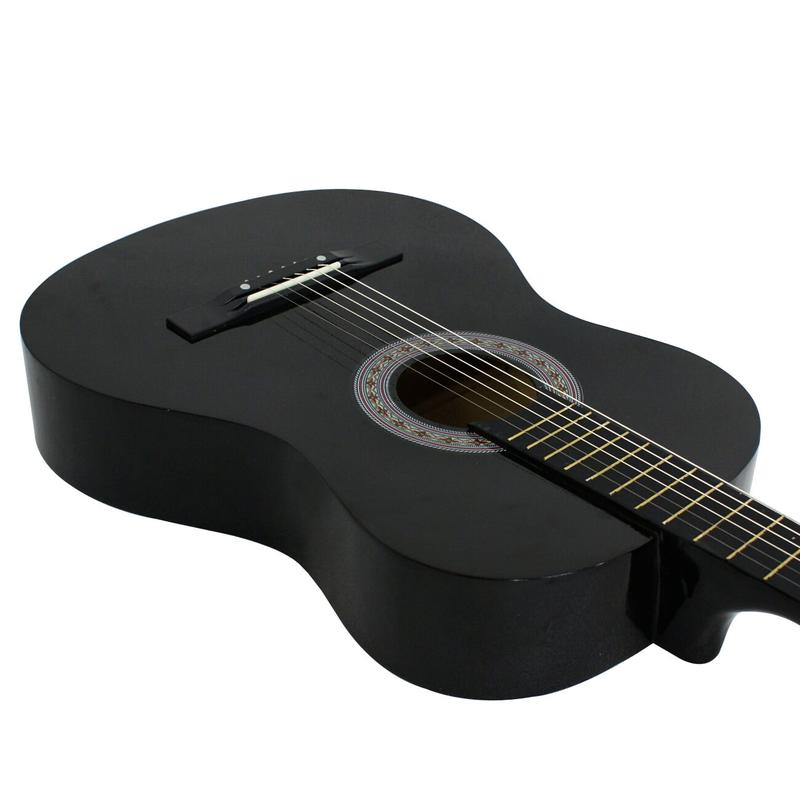 ZENY 38-in Kids Beginner Acoustic Guitar Starter Kit 6 Strings W Case, Strap, Tuner, Pick - Black