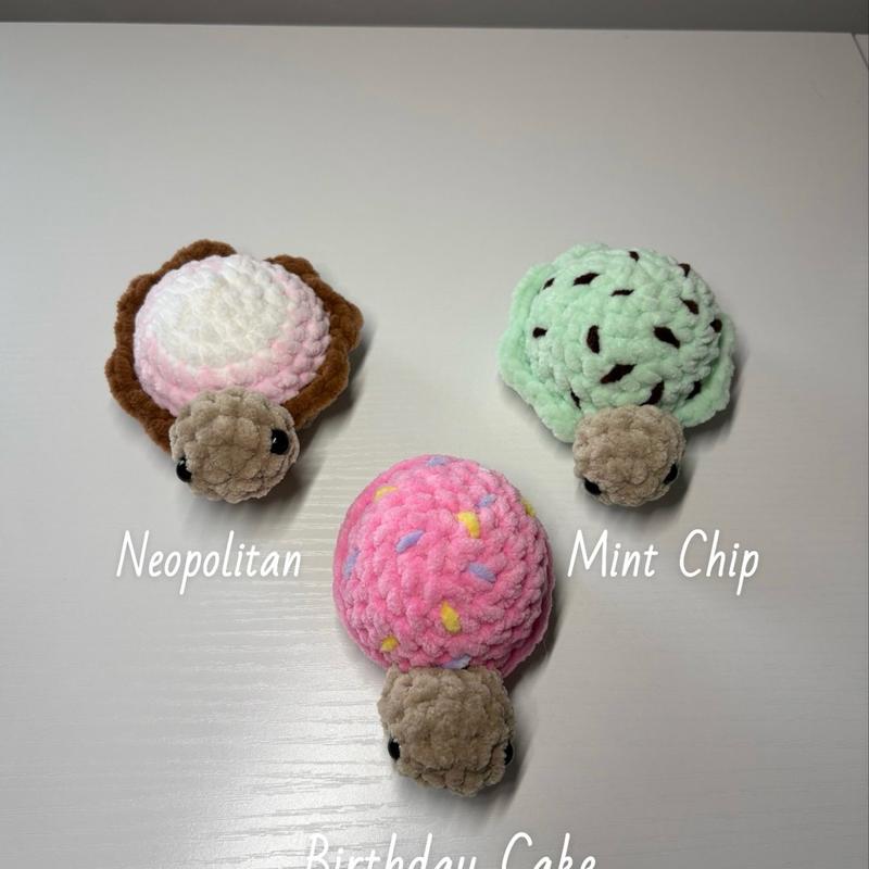 Mini Crochet Food Themed Turtles, Stuffed Turtle Plushie, Stocking Stuffer