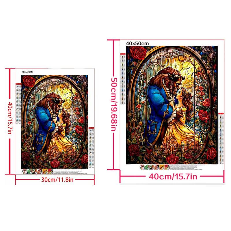 Beauty and The Beast Diamond Arts Colorful Painting Kit without Frame, DIY 5D Cartoon Diamond Arts Crafts for Wall Art Decor