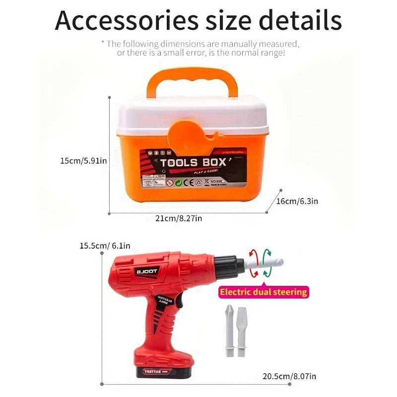 Children's Repair Tool Box Toy Set, Boy's Simulation Repair Electric Drill Engineering Repair Box, Mini Screw-driving Tool, Christmas Gift (batteries Not Included)