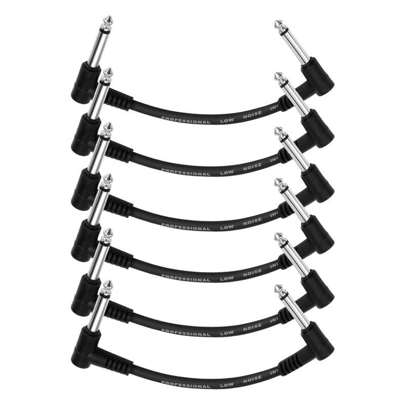 Donner 6 Inch Guitar Patch Cable Guitar Effect Pedal Cables Black 6 Pack