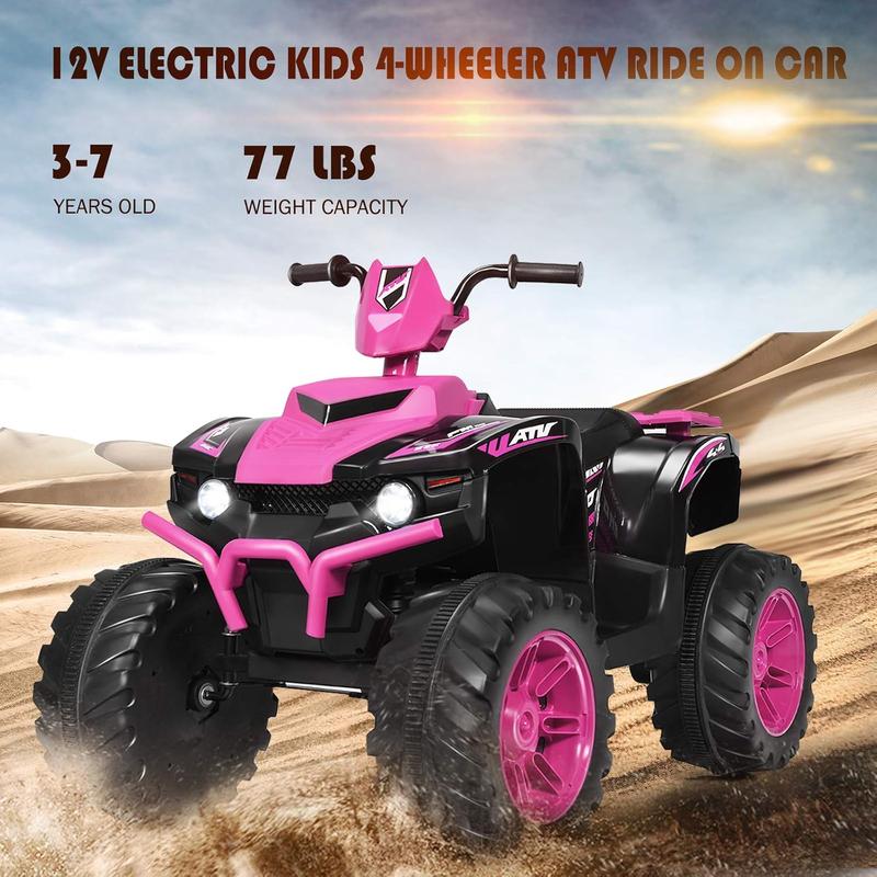 [AffiliateLive] COSTZON 6V Ride-On ATV, Battery Powered Electric ATV Car w  Wide Seat, Lights, 4 Wheels Quad Car