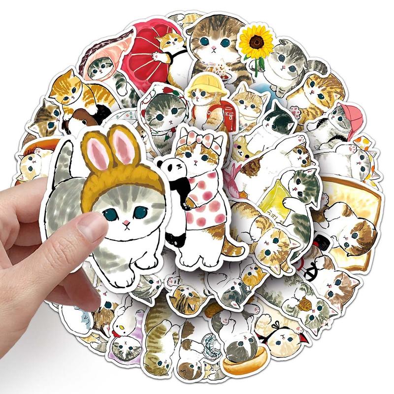 Cartoon Cat Pattern Sticker, 50pcs Cute Multi-purpose Sticker for DIY Craft, Decoration, Hand Account