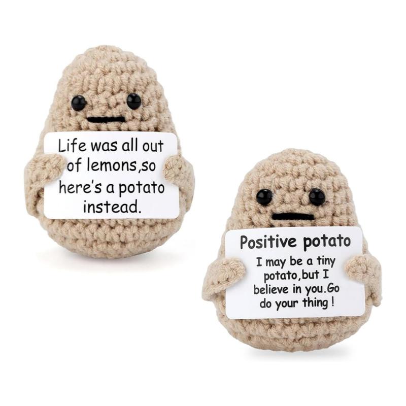 Funny Positive Potato Crochet Dolls, Cute Room Decor, Knitted Toys, Emotional Support Plush Gift, Graduation Gifts for Her - Class of 2024 Decor