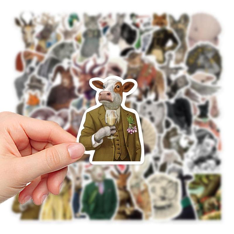 50pcs Animal Series Stickers, Creative Waterproof Cartoon Graffiti Stickers For DIY Notebook Guitar Suitcase Laptop Decoration