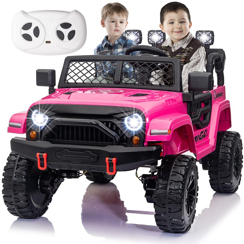 24V 4WD 2-Seater Kids Ride on Toy, Ride On Car with Parents Remote Control, 4x4 Electric Vehicle 4 Wheeler Side by Side Kids UTV with EVA Tires Wheels, Music Play, Bluetooth, Pink kids jeep