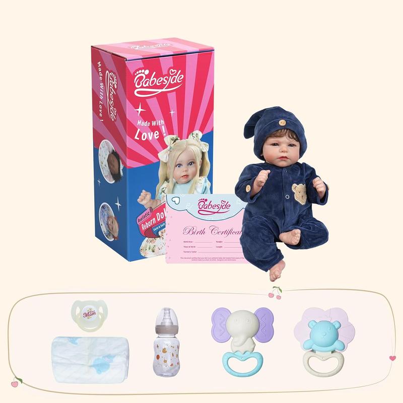 BABESIDE Lifelike Reborn Baby Dolls, 17 Inch Realistic-Newborn Baby Dolls Boy, Real Life Soft Body Reborn Baby with Toy Accessories Gift Set for Kids Age 3+