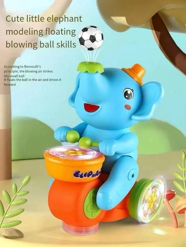 Elephant Toy Walking Elephant Baby Musical Toys with Drum & Floating Ball, Electric Car with LED Lights & Sounds, Learning Educational Moving Toys