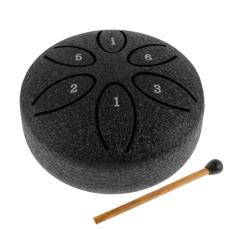 Christmas Gifts 1 Count Black Rain Drum for Outdoor 3 Inch Steel Tongue Drum Rain Chime 6 Note Rain Drum Instrument Soothing Sound Steel Tongue Drum