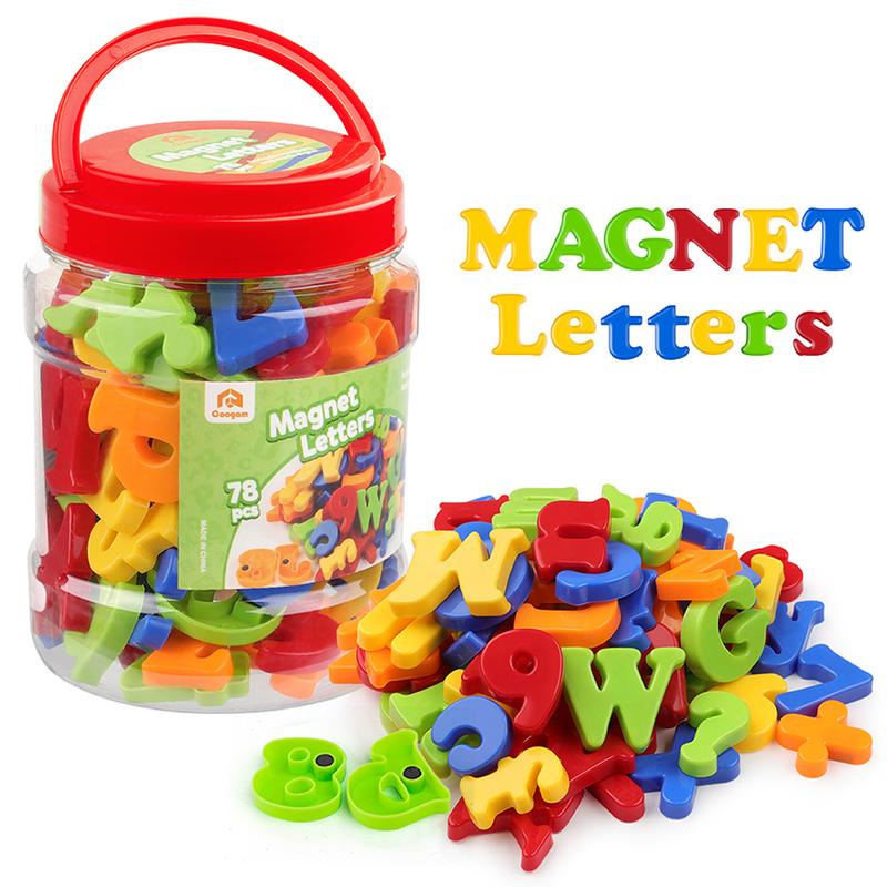 Coogam 78pcs Magnetic Alphabet Numbers Fridge Magnets Educational Learning Spelling Toy for Kids