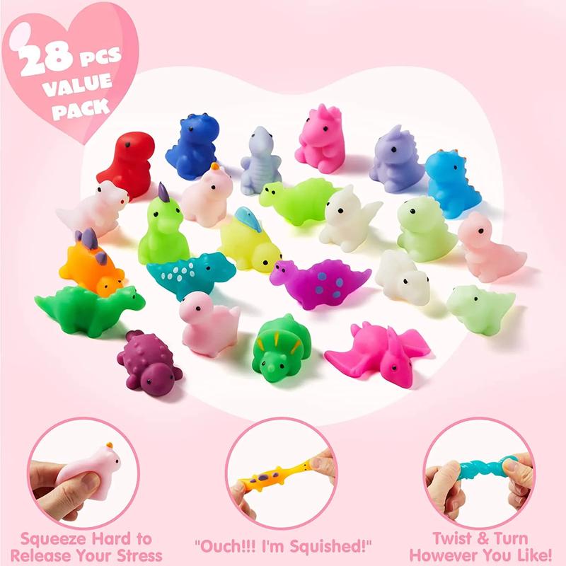 28Pcs Dinosaur Mochi Squishy Toys in with Boxes Kids Valentines Cards