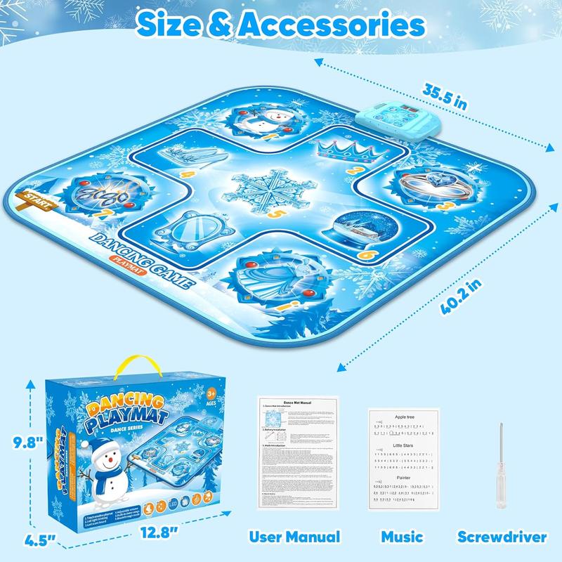 Dance Mat Toys for Girls Age 3 4 5 6 7 8-10 + Year Old, Girls Toys Age 6-8, Gifts for 3+ Year Old Girls, Dance Pad with LED Lights, 6 Game Modes, Built-in Music, Christmas Birthday Gifts for Kids