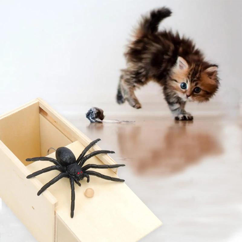 1pcs prank spider funny scary box wooden fun game