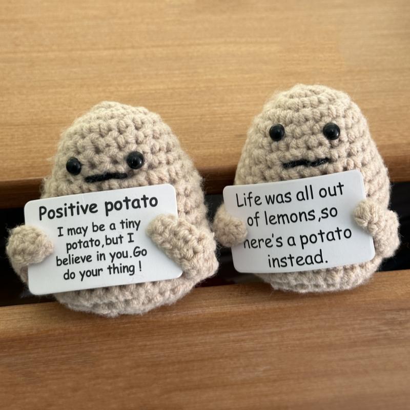 Funny Positive Potato Crochet Dolls, Cute Room Decor, Knitted Toys, Emotional Support Plush Gift, Graduation Gifts for Her - Class of 2024 Decor