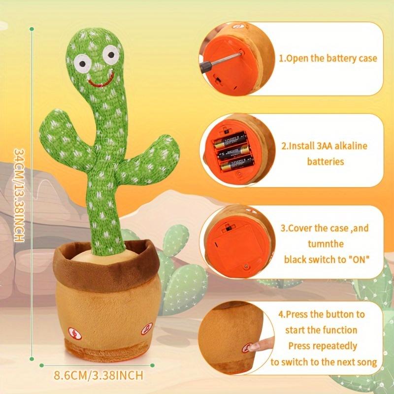 1pc Dancing Toys Singing Glowing Dancing Repeat What You Say Funny Tricky Toys Cactus Color Box Packaging Home Decoration Ornament Halloween Christmas New Year Birthday Gift (without Battery)