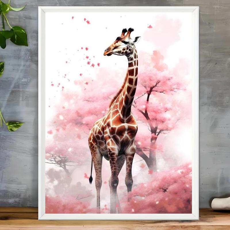 Giraffe Pattern DIY Diamond Arts Colorful Painting Kit without Frame, 5D Diamond Arts Colorful Painting Kit for Home Bedroom Living Room Decoration