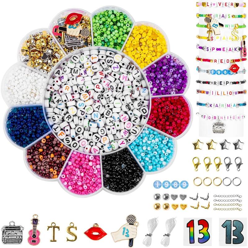 Christmas Friendship Bracelet Kit,Glass Seed Beads and Red Letter Beads (A-Z) for Making, Varieties of Christmas Charms Making,DIY Crafts for Gifts Party Favors