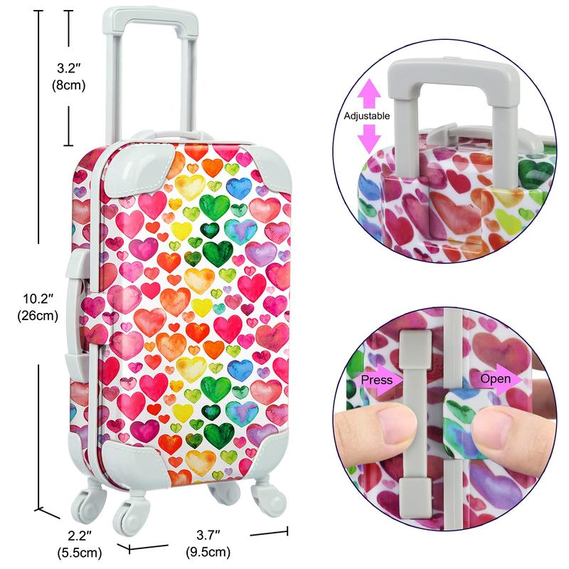 24 Pcs 18 Inch Girl Doll Accessories Doll Travel Suitcase Play Set Included Travel Carrier Clothes Camera Phone Travel Pillow Passport Tickets Cashes Credit Card Map Umbrella