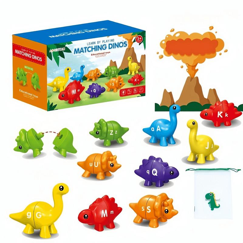 Dinosaur Matching Game Toy, 1 Set Numbers Alphabet Matching Game Toy, Educational Montessori Toy for Kids