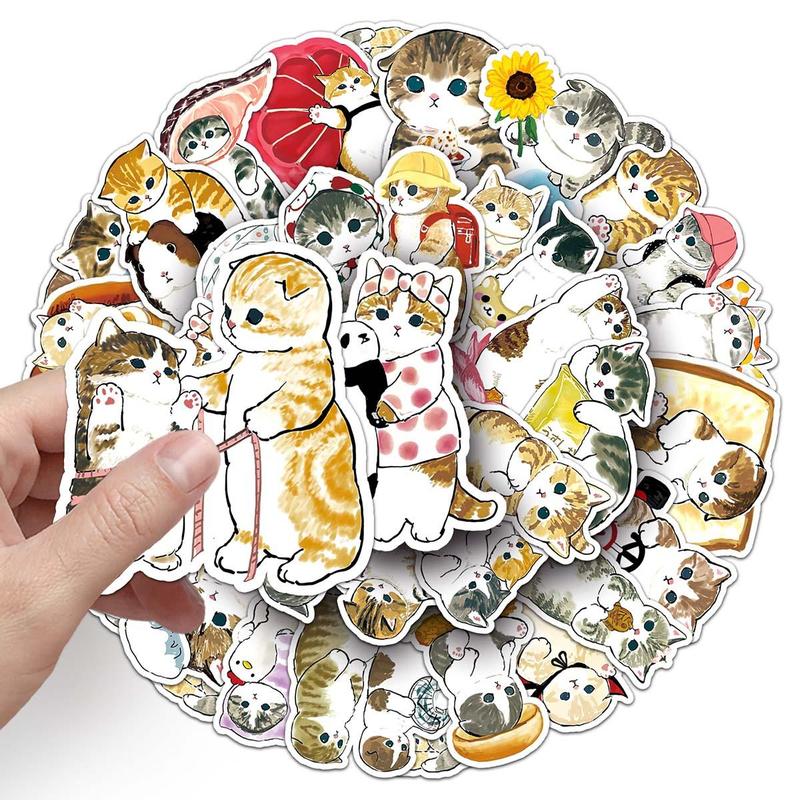 Cartoon Cat Pattern Sticker, 50pcs Cute Multi-purpose Sticker for DIY Craft, Decoration, Hand Account