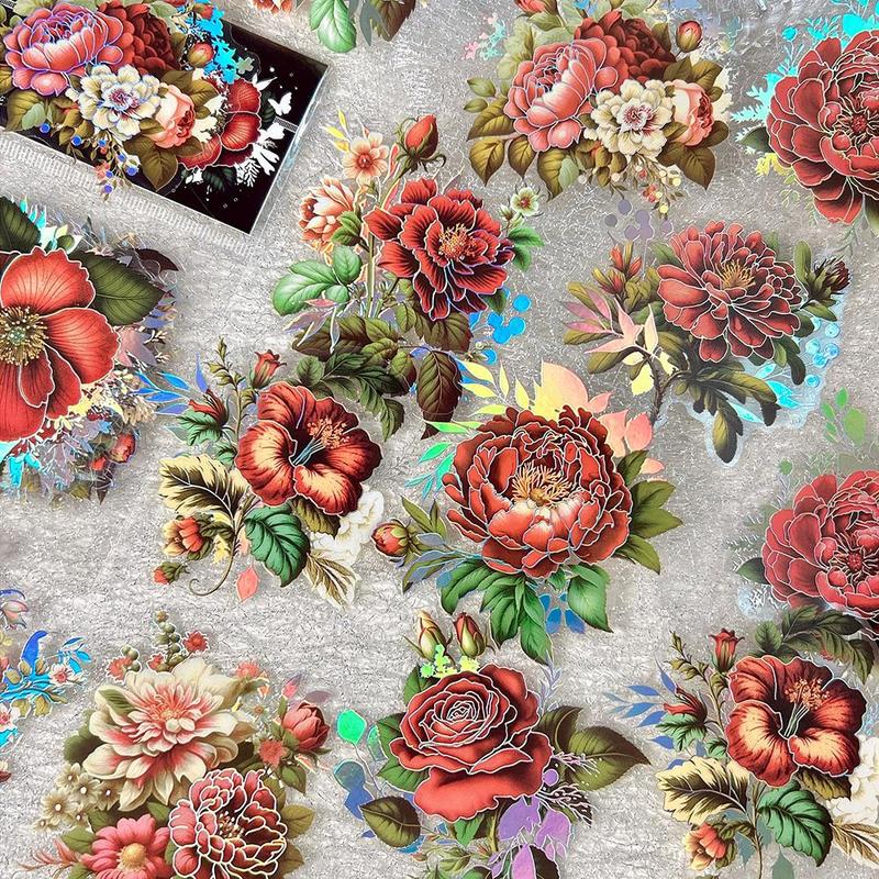 Vintage Floral Pattern Sticker, 20pcs pack Floral Scrapbooking & Journal Making Material Sticker, DIY Decorative Decals for Teens & Adults, Christmas Gift