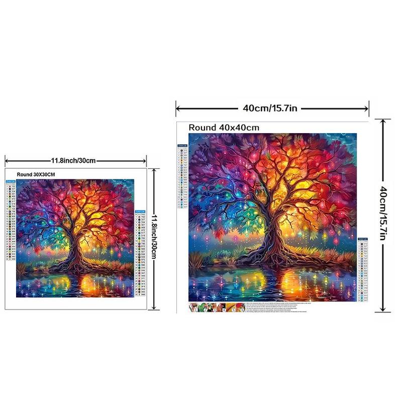 Tree Pattern Diamond Arts Colorful Painting Kit without Frame, DIY 5D Diamond Arts Crafts Kit, Wall Art Decoration for Living Room Bedroom, Christmas Gift