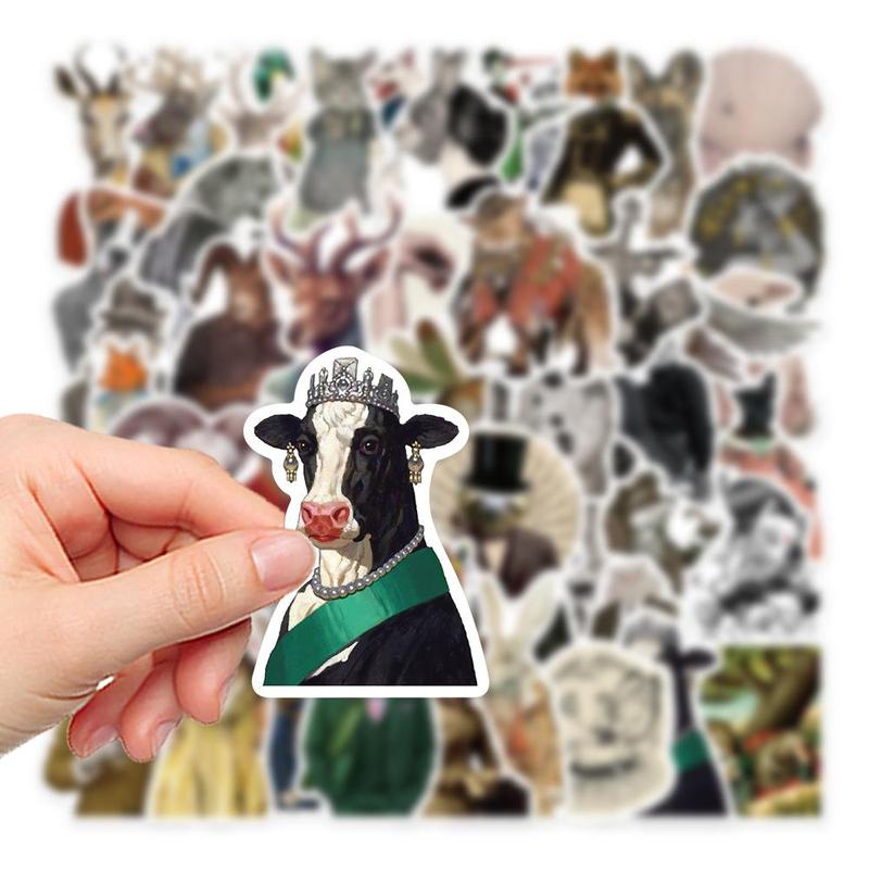 50pcs Animal Series Stickers, Creative Waterproof Cartoon Graffiti Stickers For DIY Notebook Guitar Suitcase Laptop Decoration