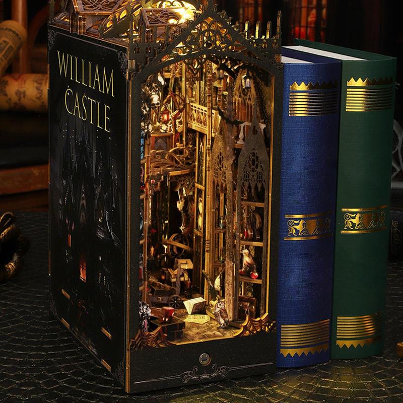 DIY Wooden Book Stand, DIY Book Stand, Assembled Book Stand, Handmade William Castle Model Book, Suitable for Home Decoration and Gift Ideas for Book Lovers