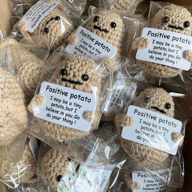 Funny Positive Potato Crochet Dolls, Cute Room Decor, Knitted Toys, Emotional Support Plush Gift, Graduation Gifts for Her - Class of 2024 Decor