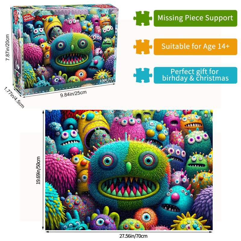 HUADADA 1000 pieces of puzzle for adults, colorful creatures, suitable for home decoration, holiday gifts, family games, grandparents brainstorming