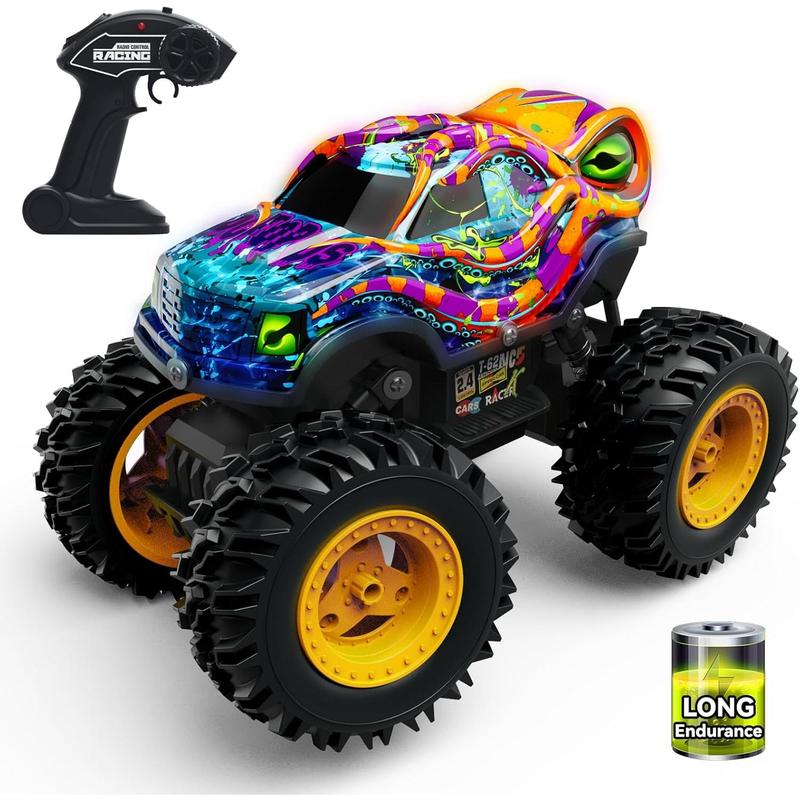 Octopus Monster Truck RC Car for Boys Age 4-8, 1:16 Scale Rechargeable Remote Control Car with LED Lights, Off-Road Vehicle Toy Birthday for 5 6 7 Year Old boy