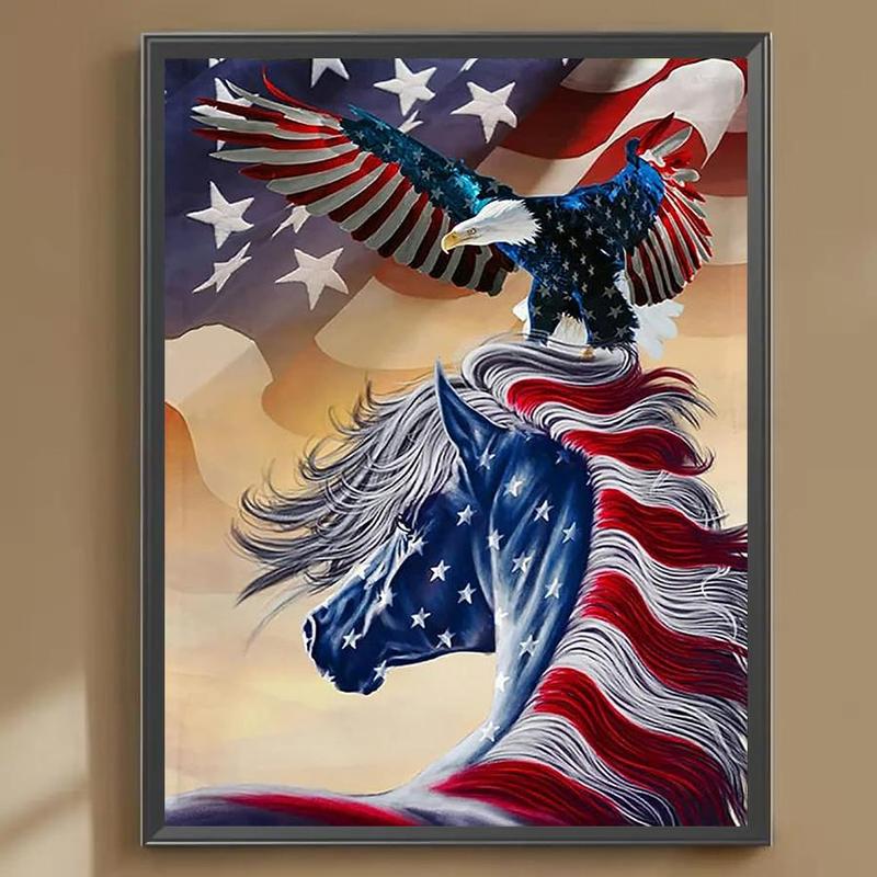 5D Diamond Arts Colorful Painting Kit, Horse & Eagle Pattern DIY Diamond Arts Colorful Painting without Frame, Handmade Art Crafts for Home Decor