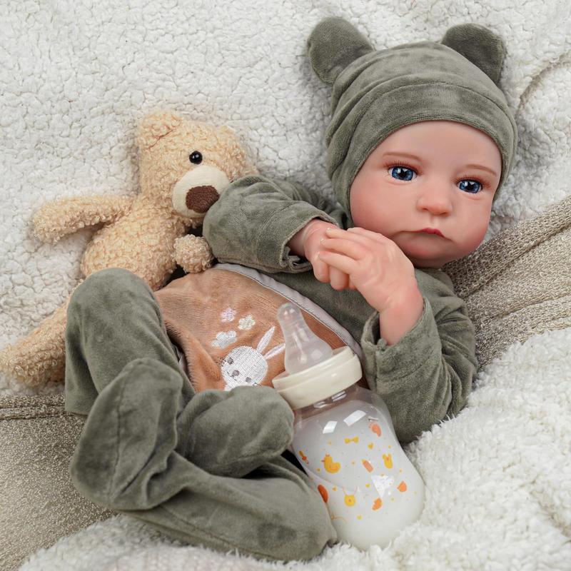 BABESIDE Lifelike Reborn Baby Doll Aiden - 20 Inch Handmade Real Life Realistic Newborn Soft Cloth Body Anatomically Correct Baby Boy with Toy Accessories Gift Set for Ages 3+