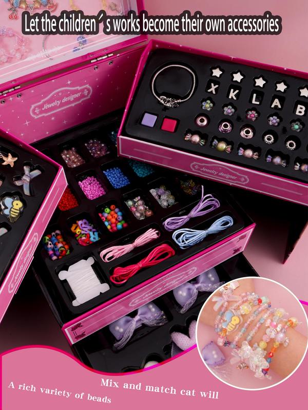 Colorblock Beaded & Letter & Bowknot Design Jewelry Making Kit, DIY Jewelry Making Supplies for Bracelet & Necklace