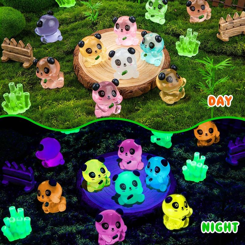 Cute Panda Design Resin Ornaments, 30pcs 50pcs Luminous Mini Panda Decoration, DIY Decorative Accessories for Home & Garden & Yard